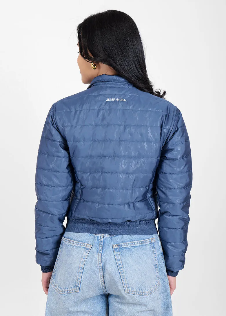 JUMP USA Women Frost Defense Airforce Blue Quilted Jacket