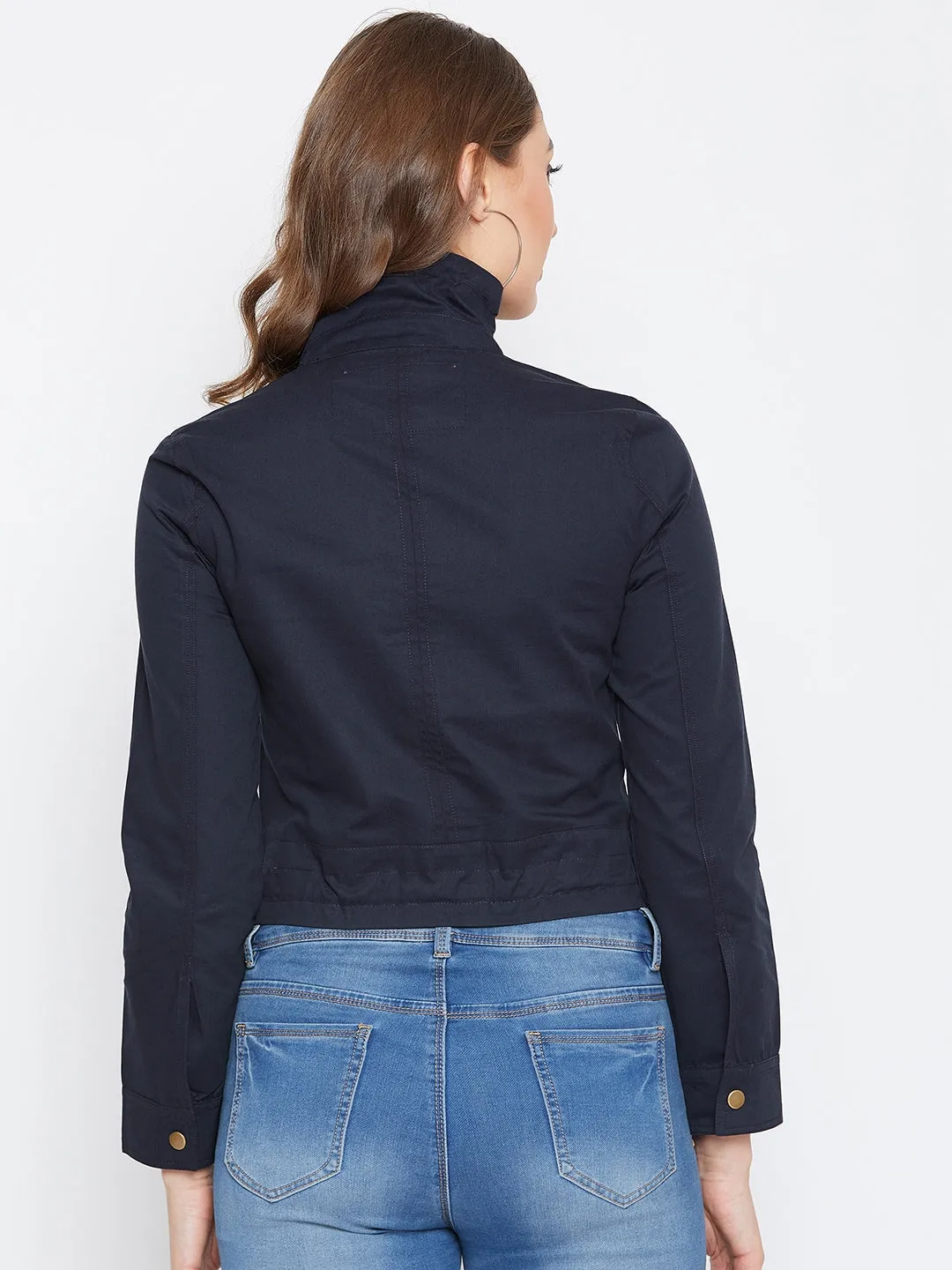 JUMP USA Women Navy Blue Casual Tailored Jacket