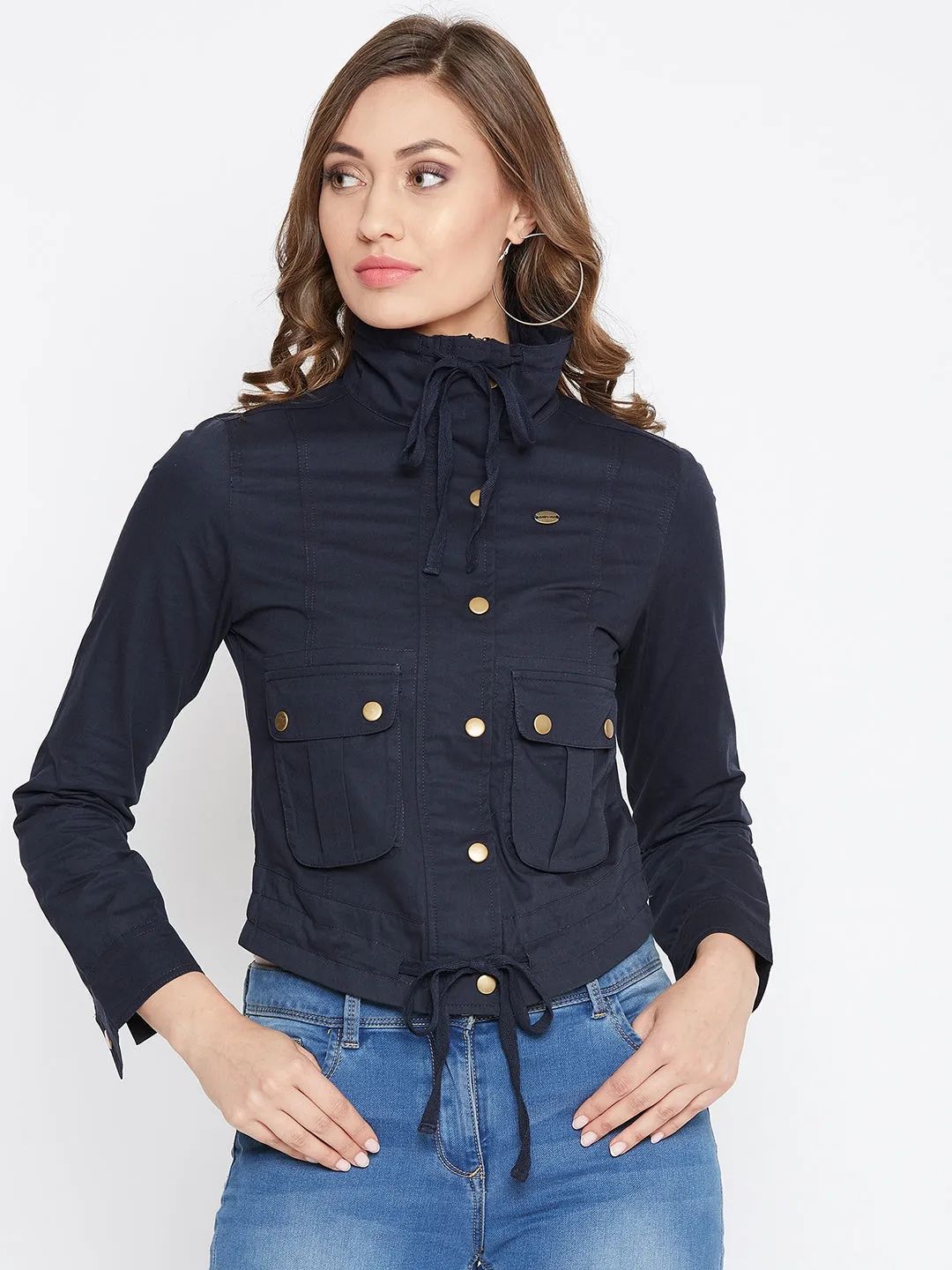 JUMP USA Women Navy Blue Casual Tailored Jacket