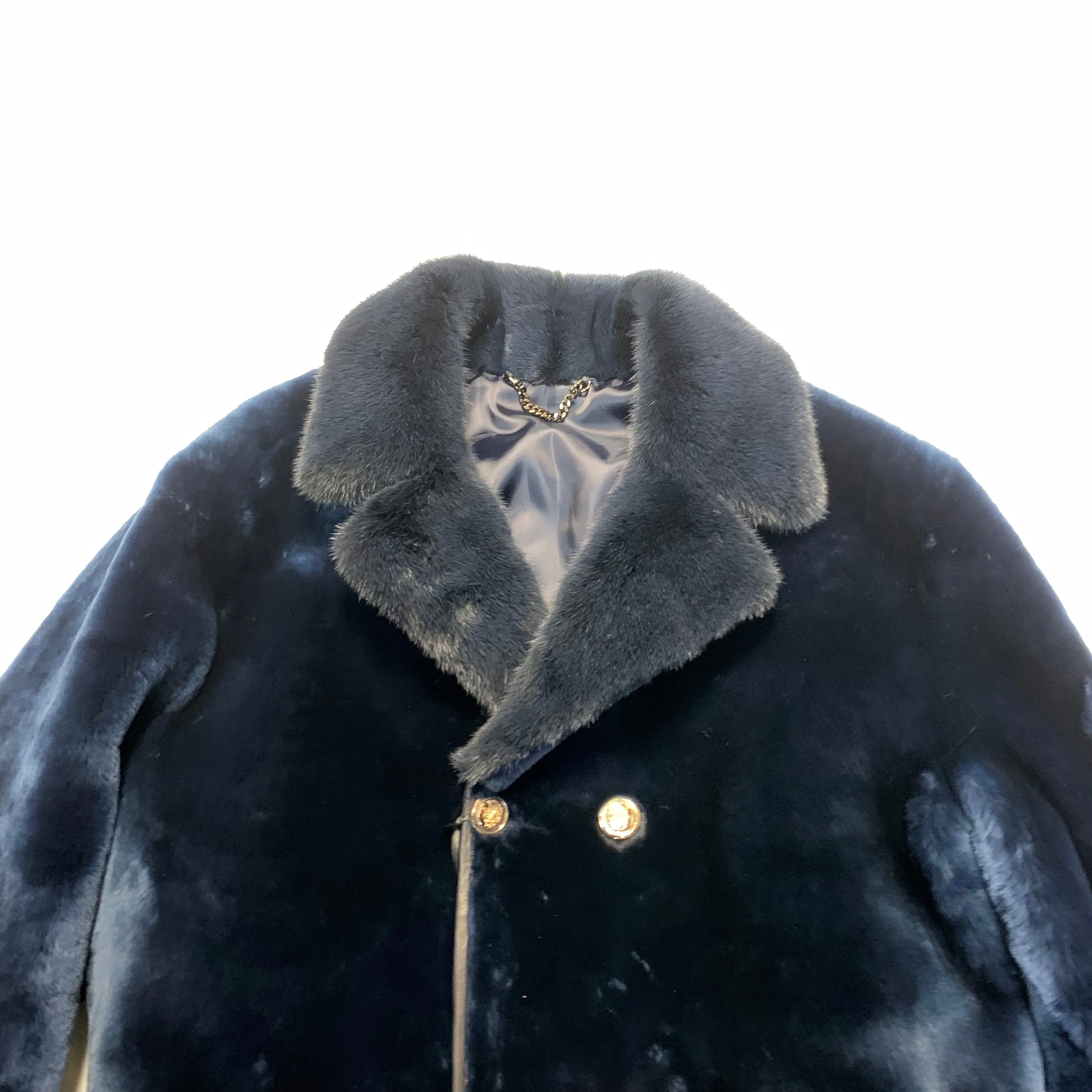 Kashani Navy Blue Mink Mouton Peacoat Shearling