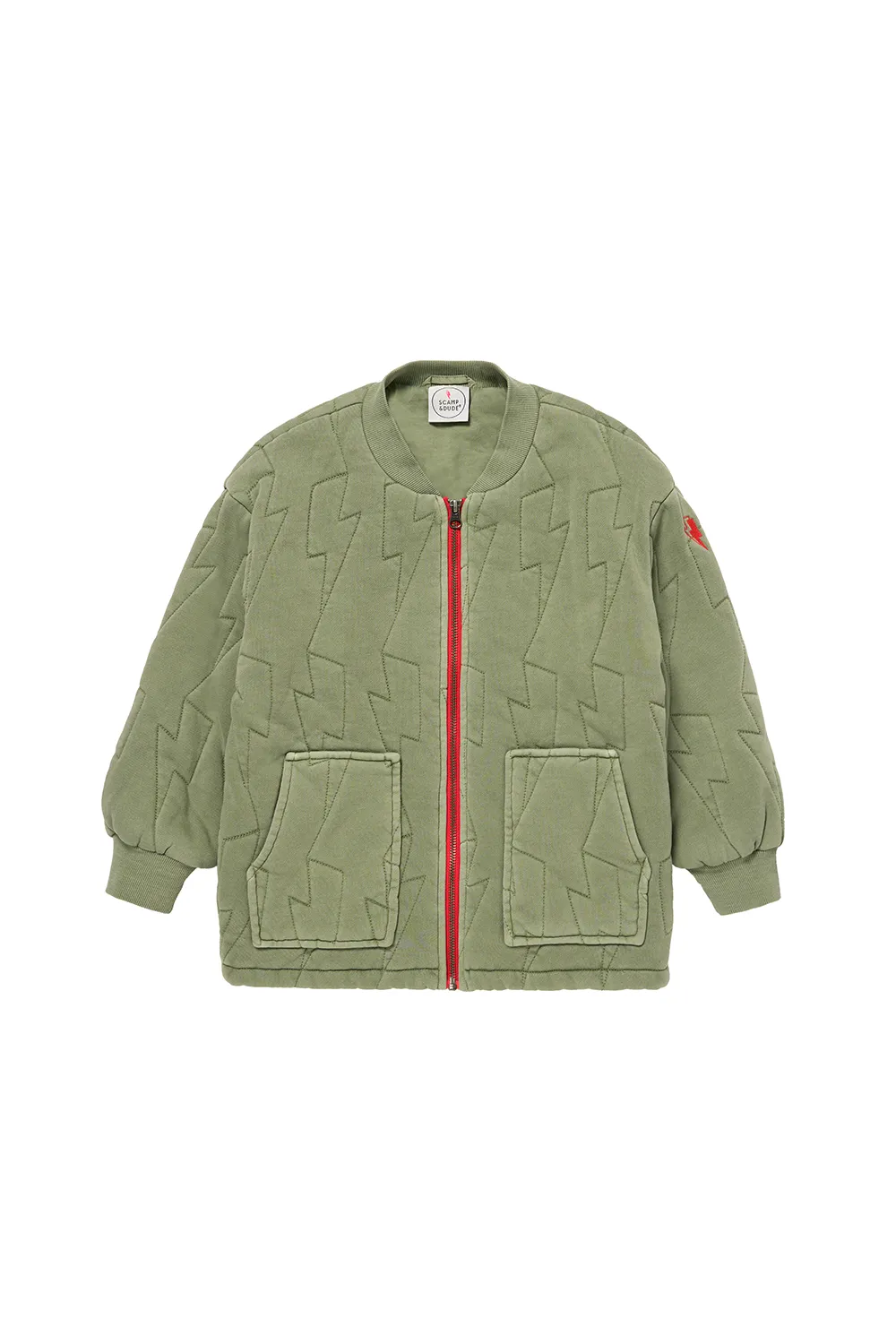 Kids Khaki Quilted Lightning Bolt Jacket