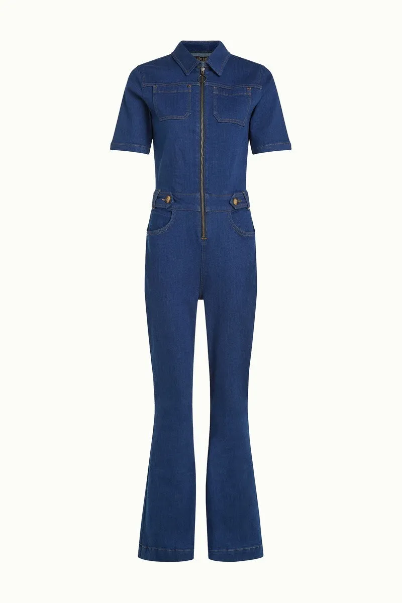 King Louie flare jumpsuit sloane denim indigo blue