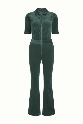 King Louie Garbo Flare Jumpsuit Corduroy Sycamore Green