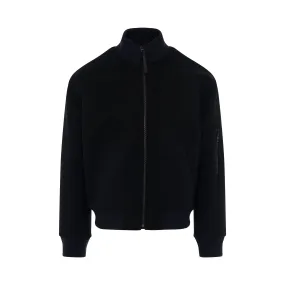 Knitted Back Bomber Jacket in Black