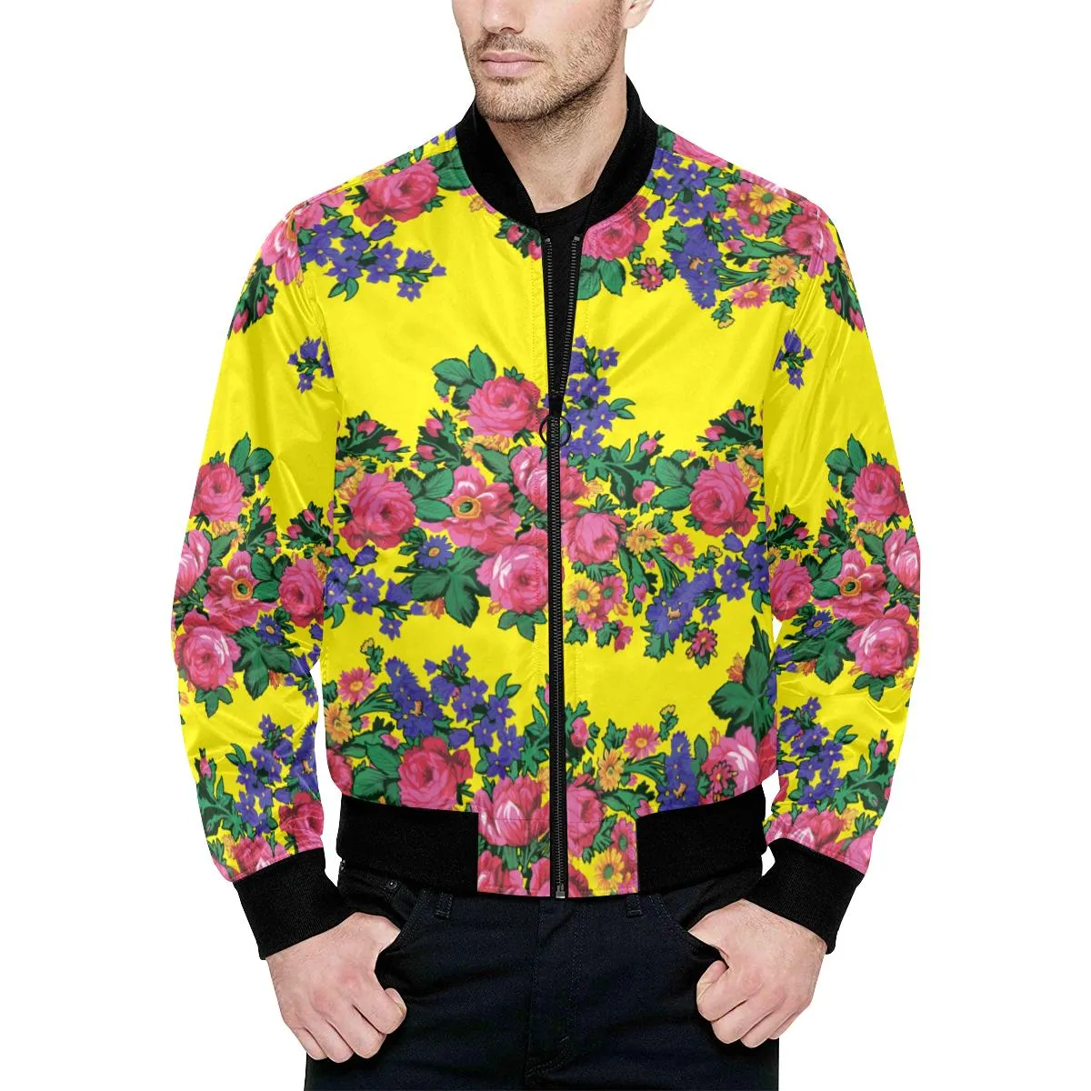 Kokum's Revenge-Yellow Unisex Heavy Bomber Jacket with Quilted Lining