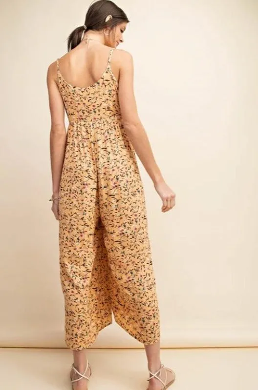 Kori Floral Print Jumpsuit - Apricot