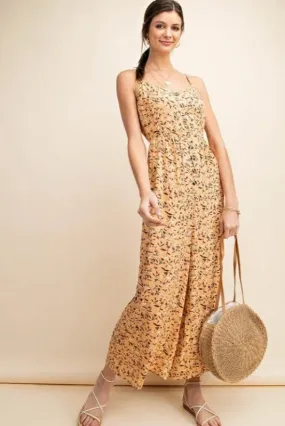 Kori Floral Print Jumpsuit - Apricot