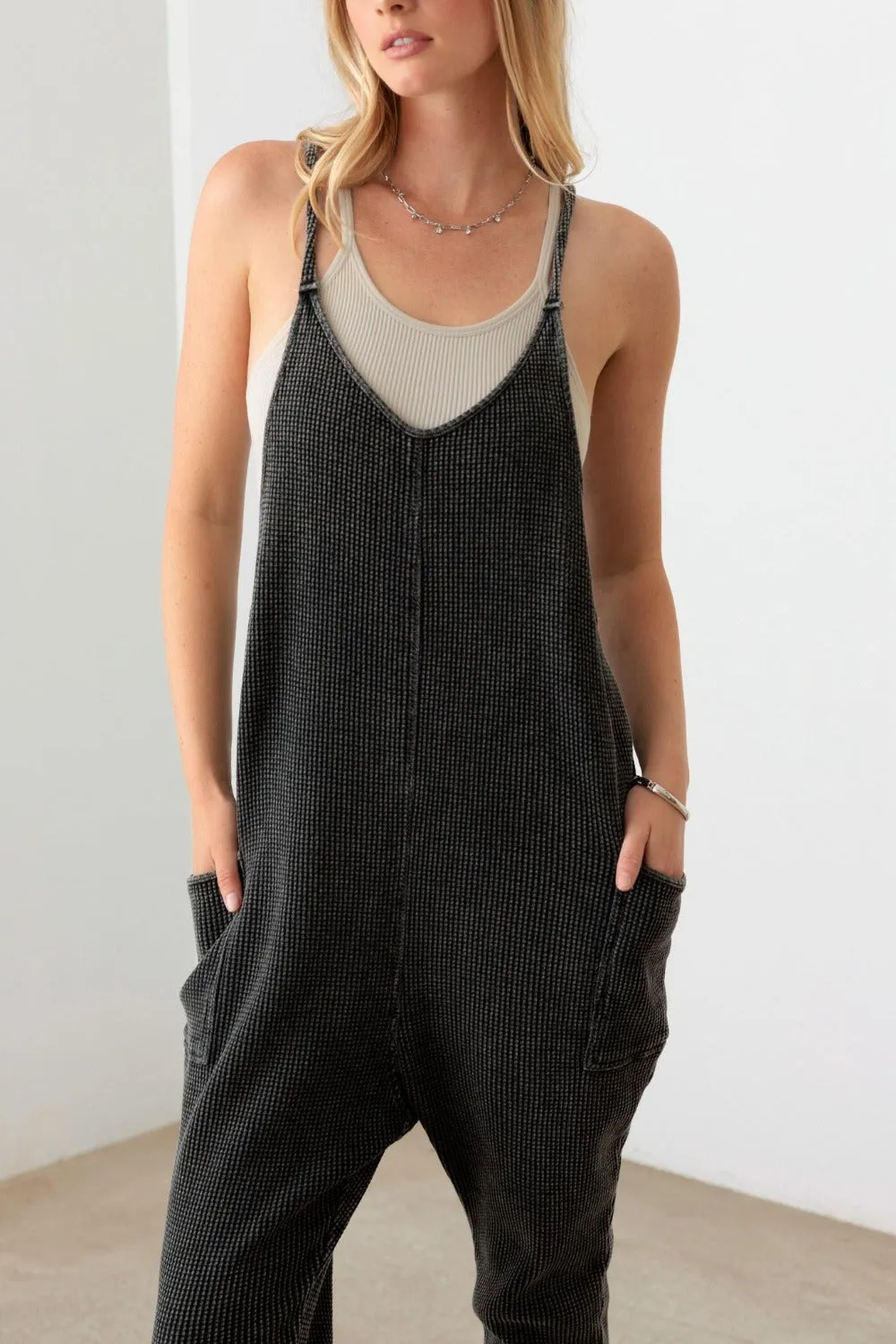 Le Lis Waffle Knit Side Pocket Jumpsuit