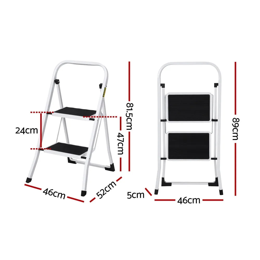 Lightweight Folding 2 Step Ladder with Non-Slip Feet - Giantz