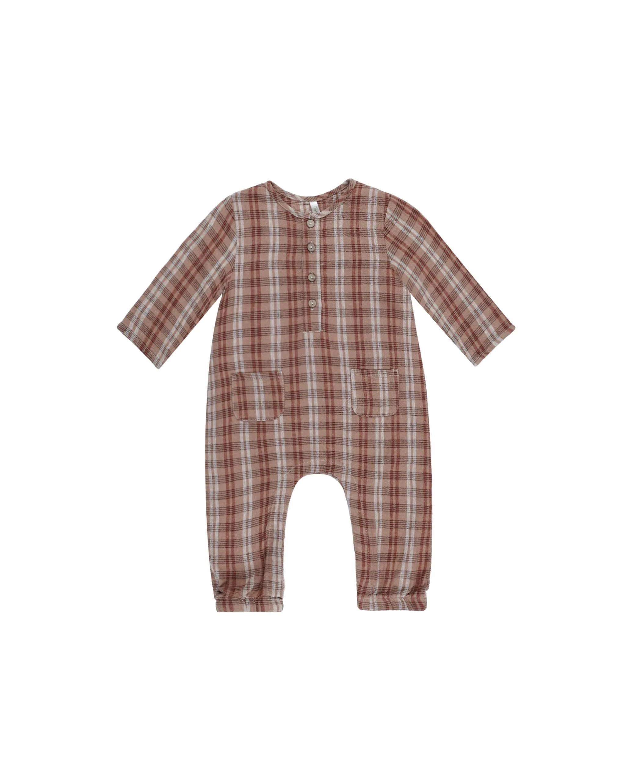 Long Sleeve Woven Jumpsuit | Autumn Plaid