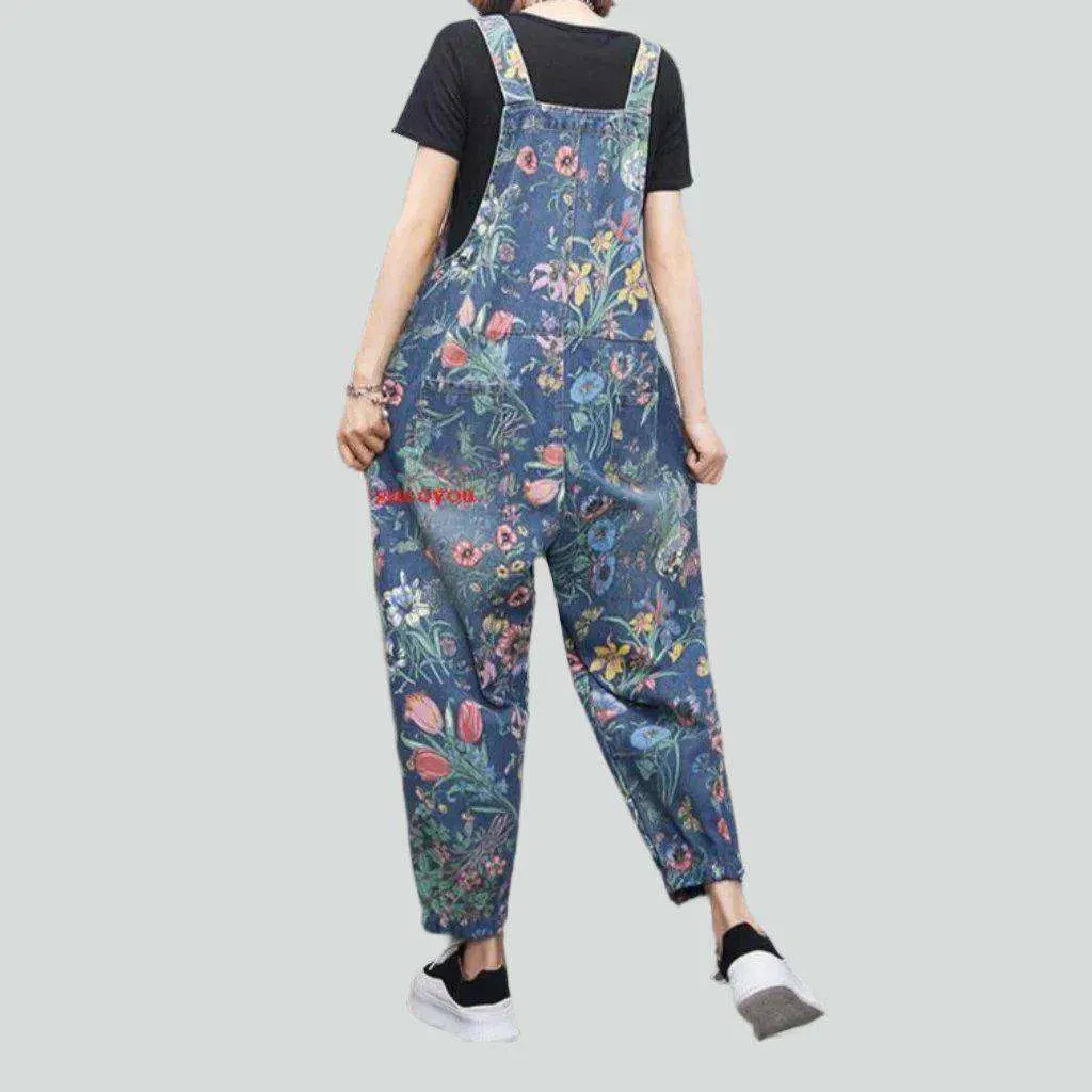 Loose fit women's jean overall