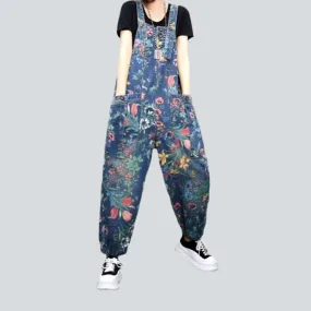 Loose fit women's jean overall