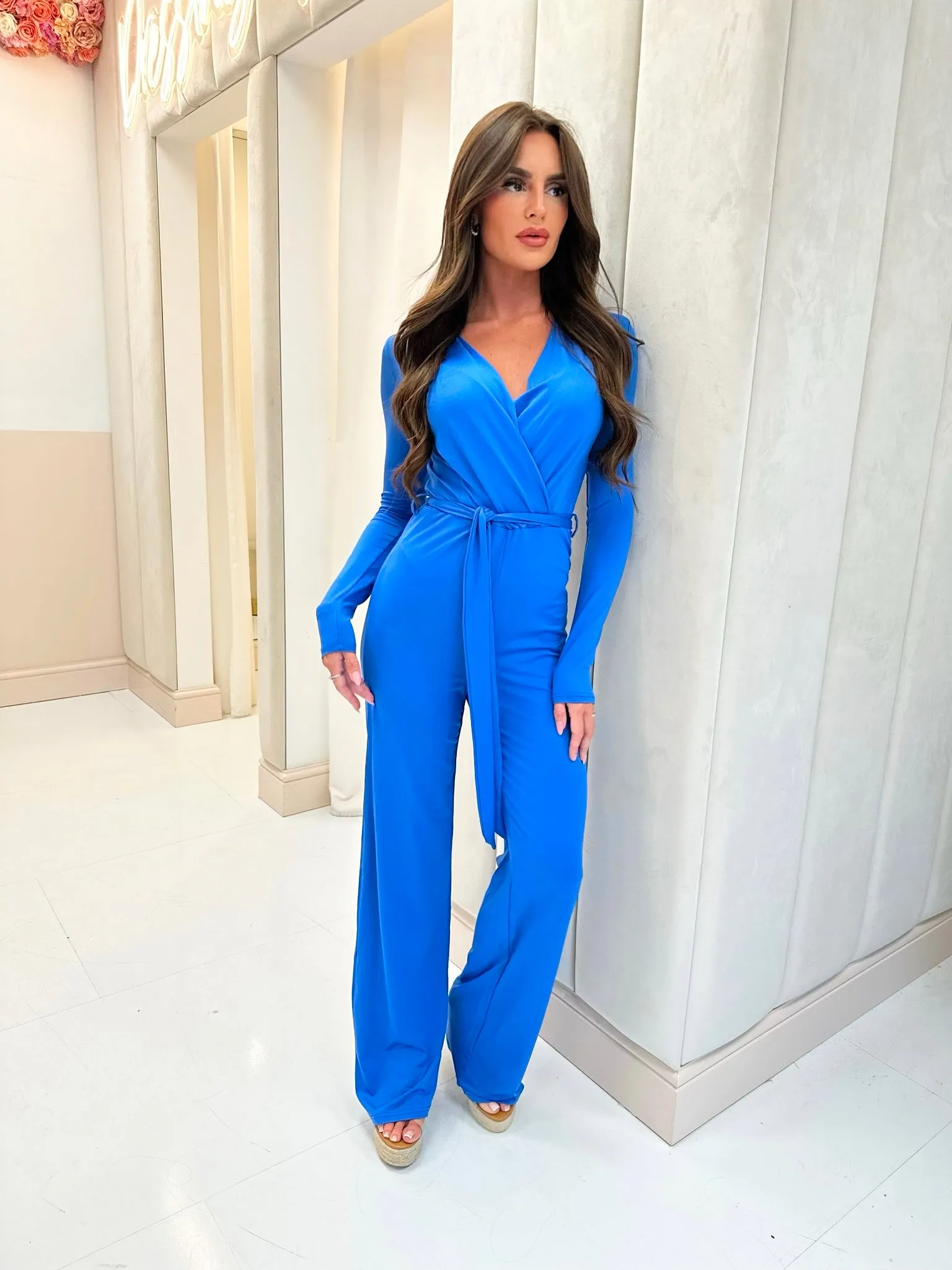 LYDIA blue slinky jumpsuit