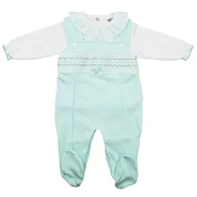 Maiorista Made in Portugal Aquamarine Polka Dots Shirt and Jumpsuit 2-Piece Set