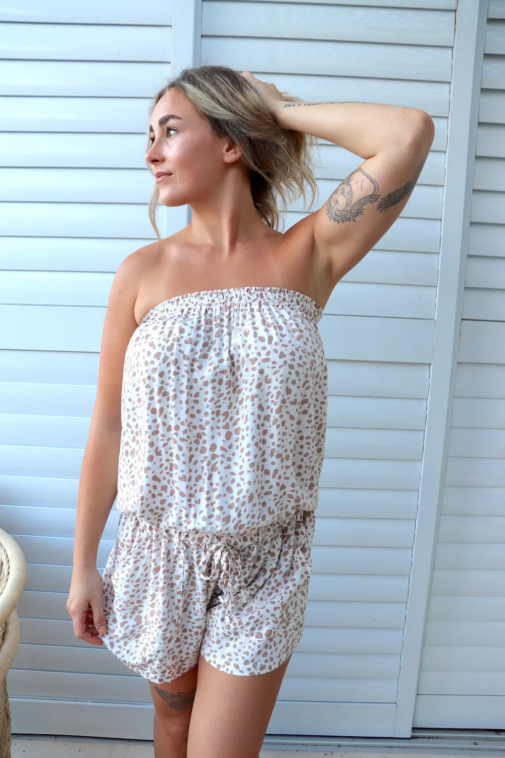 Maldives Short Jumpsuit In Pebbles Taupe