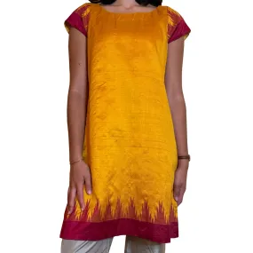 Mango Tango- Silk Sari Fabric Kurta Dress