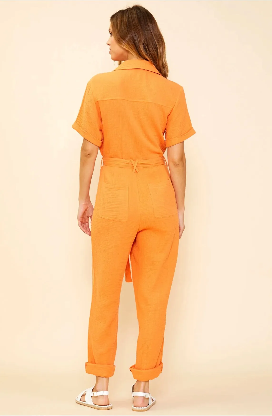 Marina Short Sleeve Tie Front Jumpsuit