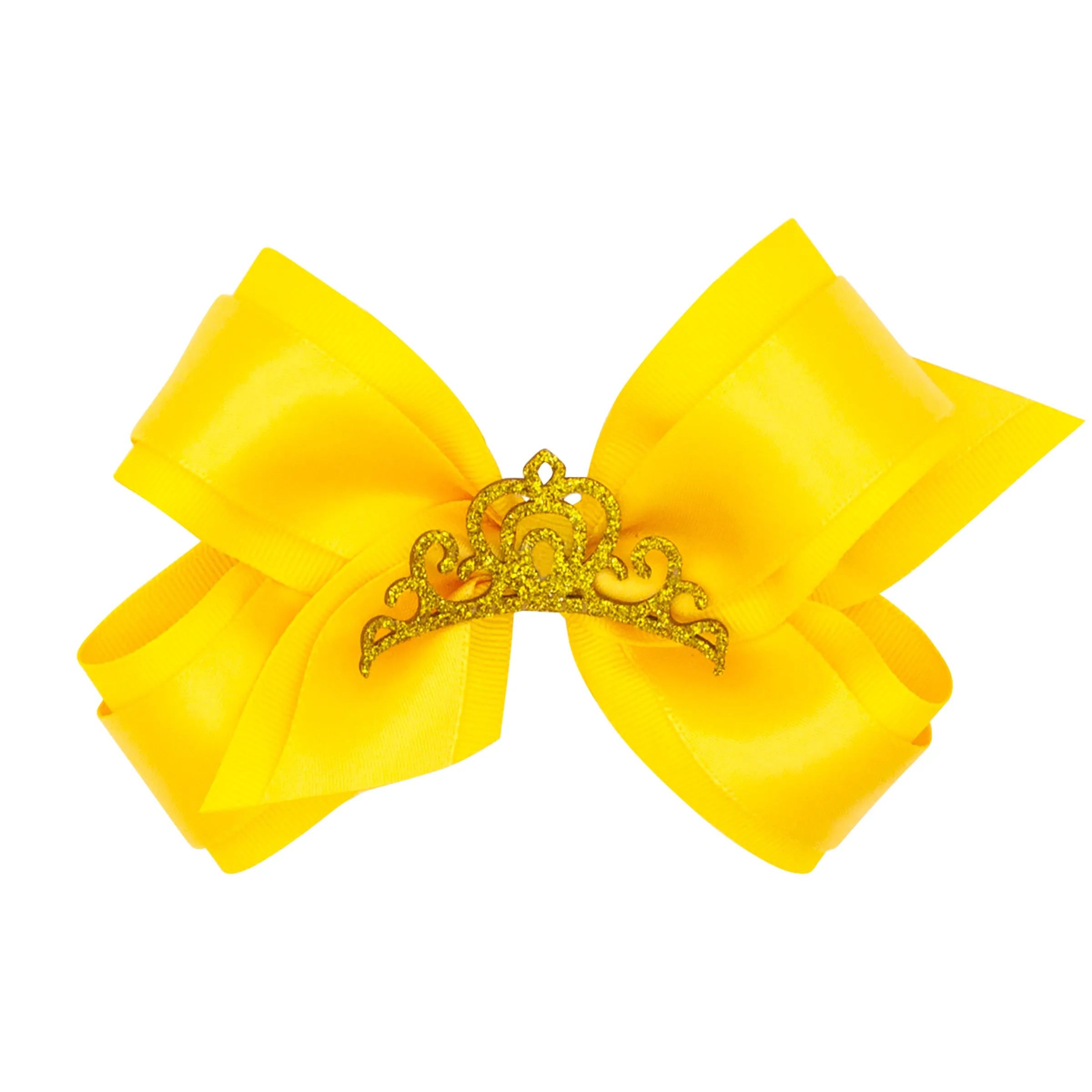 Medium Grosgrain & Satin w/Crown Hair Bow on Clippie