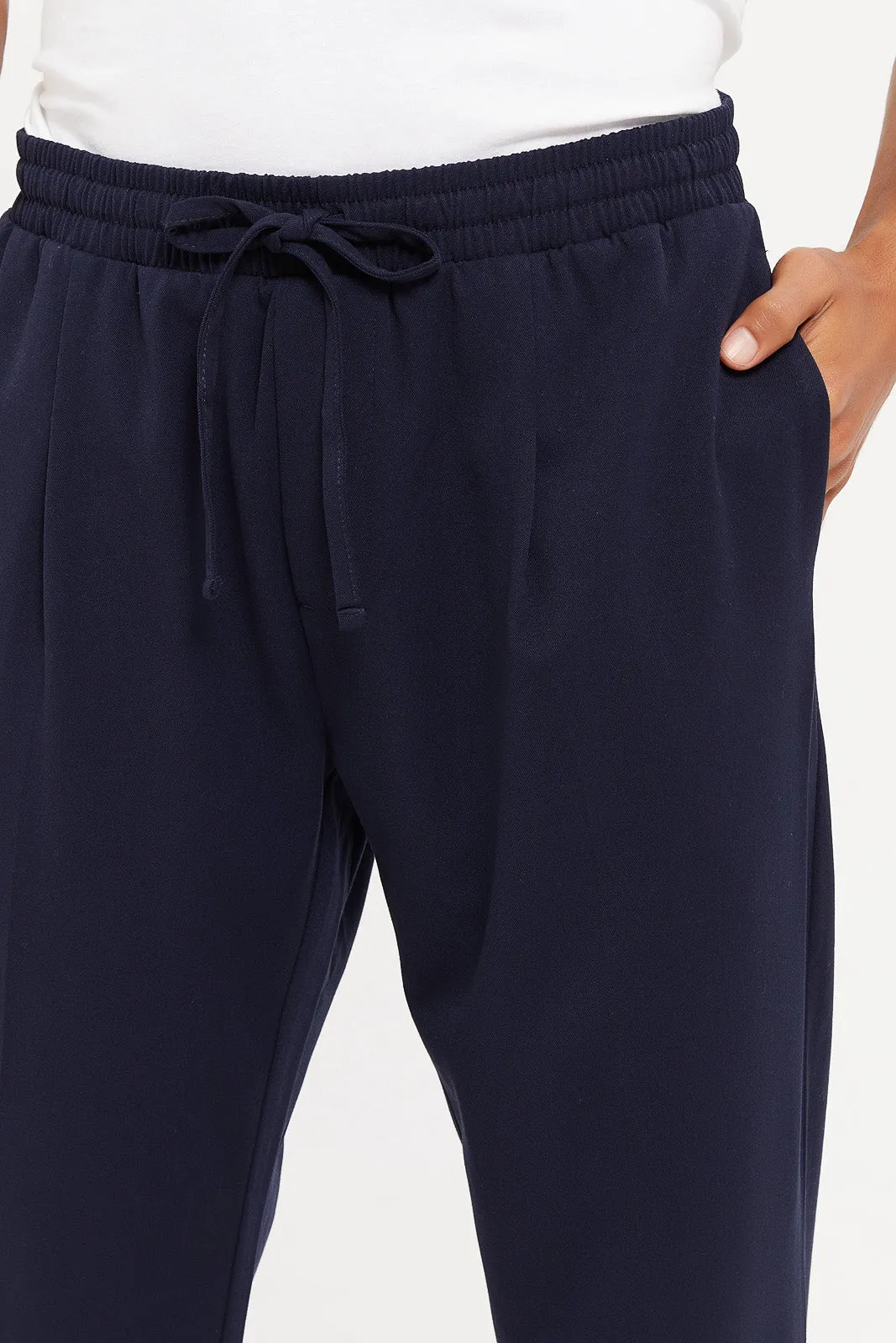 Men Navy Jogger Fit Trousers