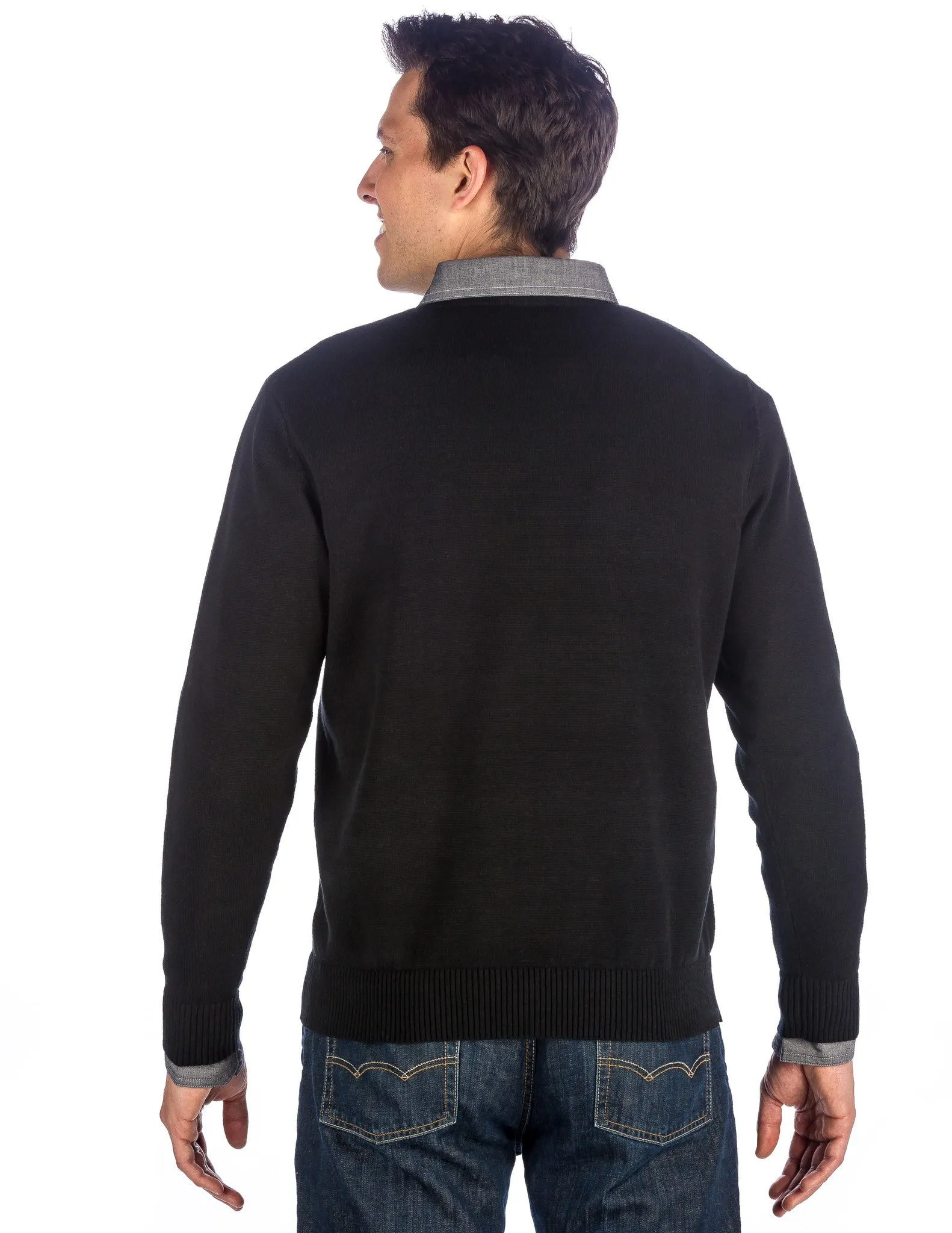 Men's 100% Cotton V-Neck Essential Sweater