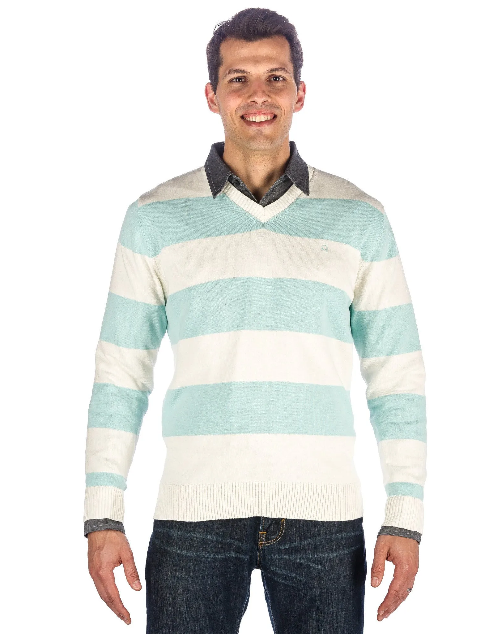 Men's 100% Cotton V-Neck Essential Sweater