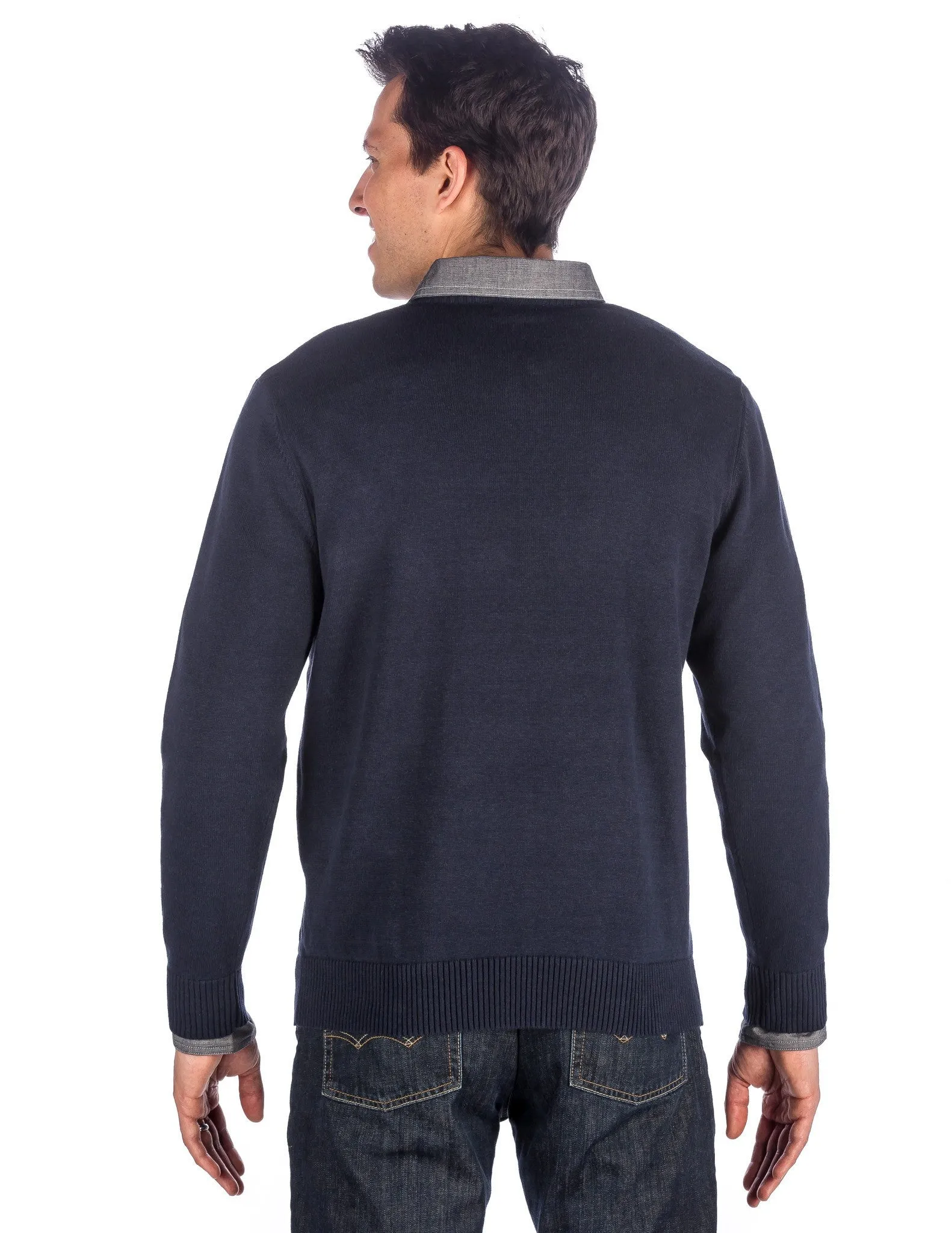 Men's 100% Cotton V-Neck Essential Sweater