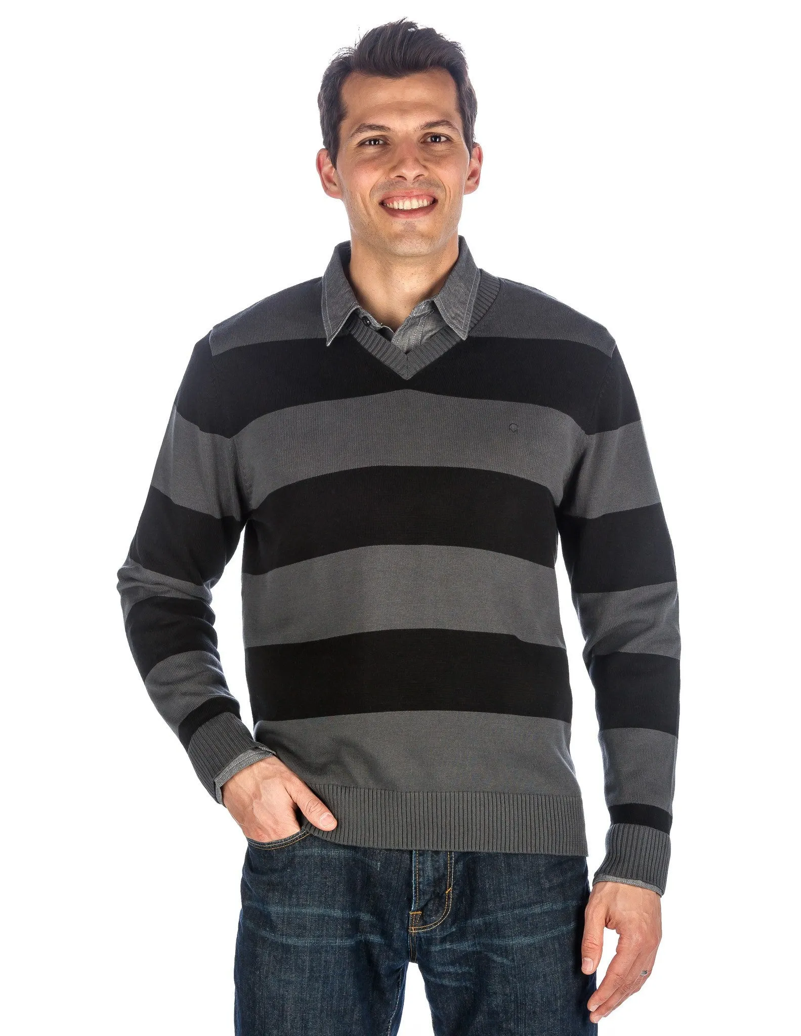 Men's 100% Cotton V-Neck Essential Sweater