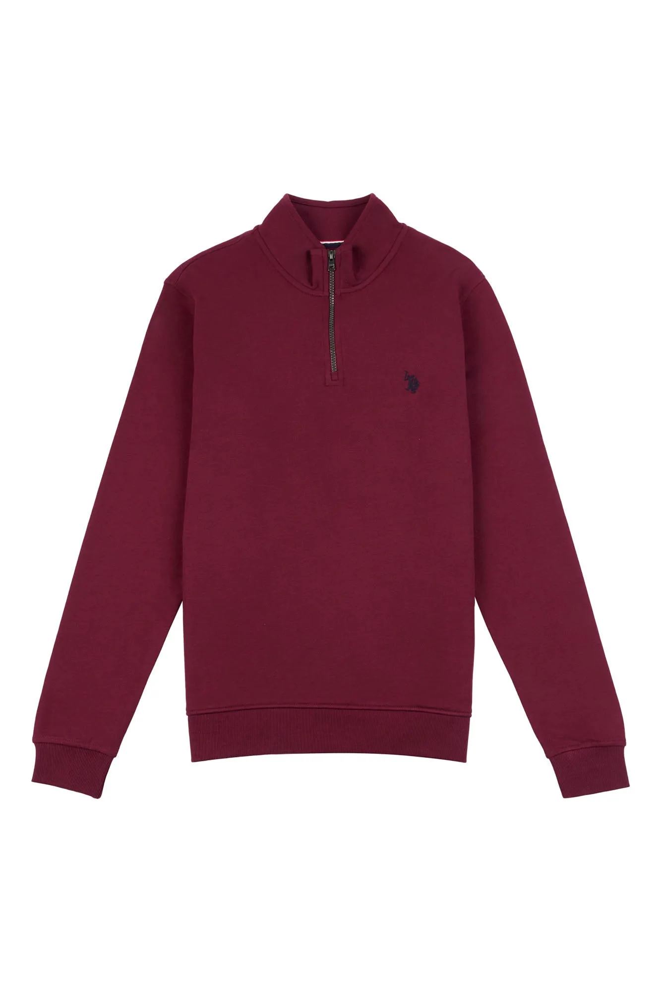 Mens Funnel Neck Quarter Zip Sweatshirt in Windsor Wine