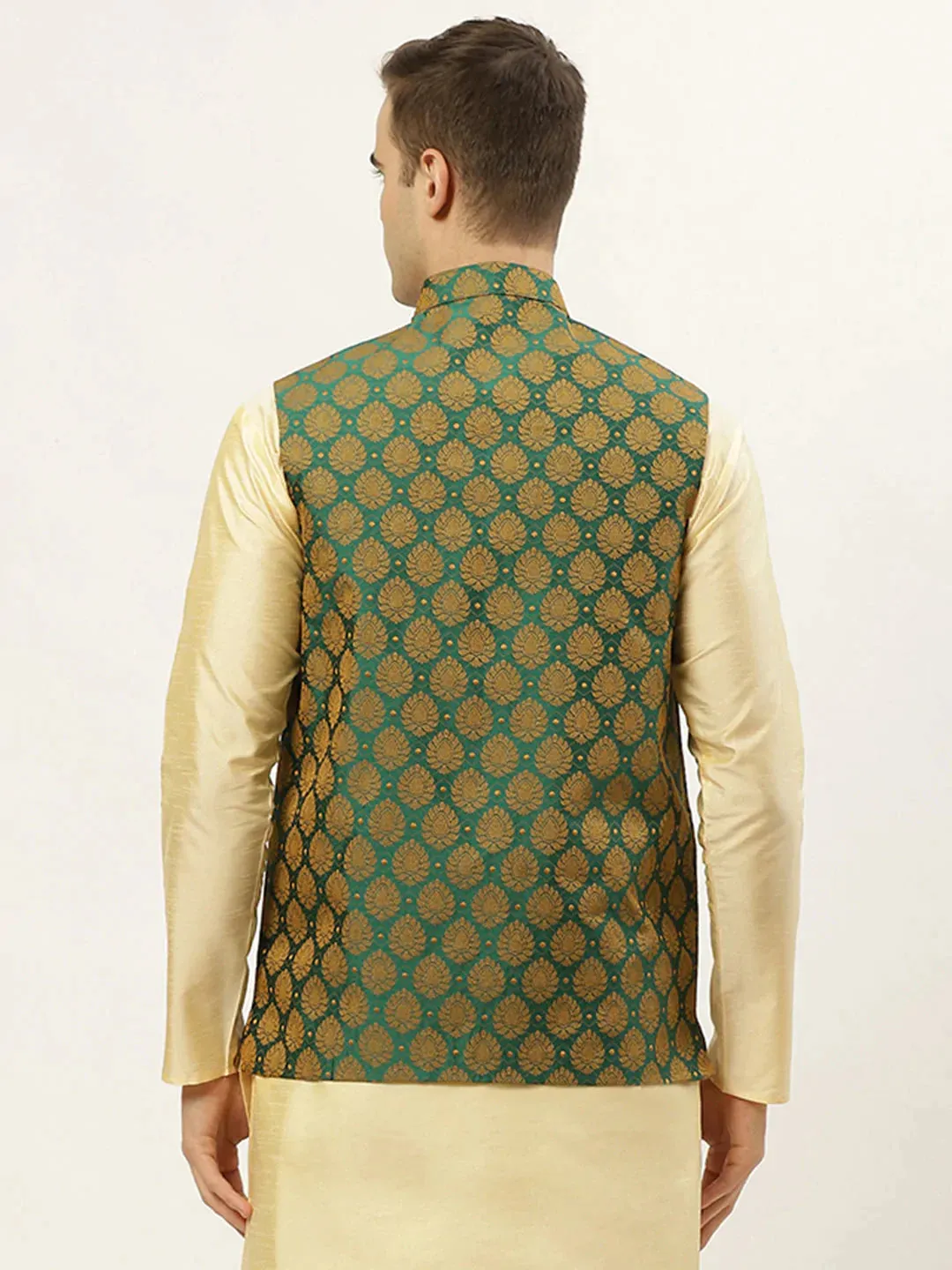 Men'S Green Self-Designed Waistcoat