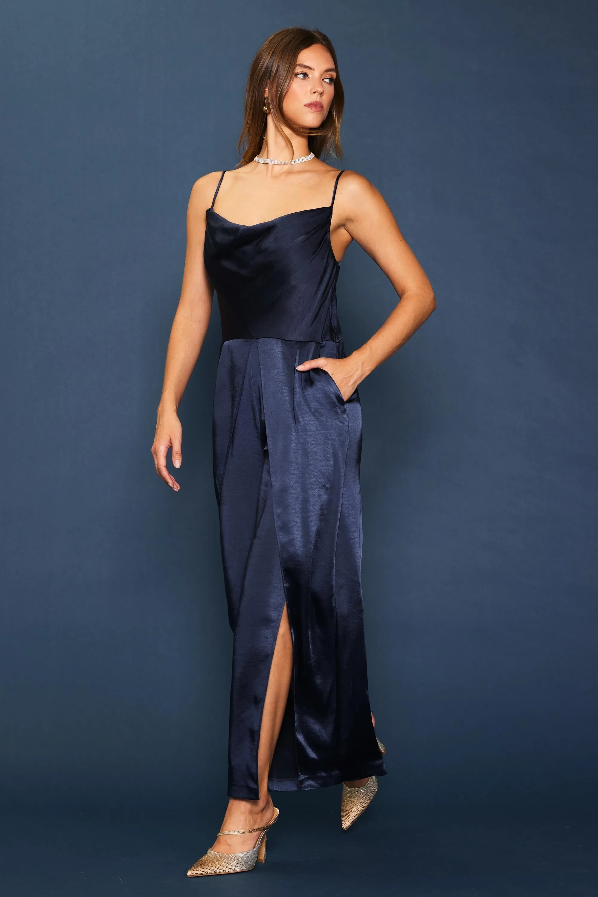 Midnight Kiss Satin Jumpsuit