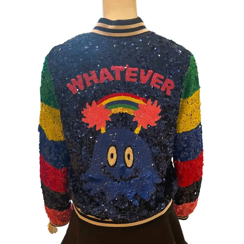 Mira Mikata Hand Embroidered Sequin Bomber Jacket