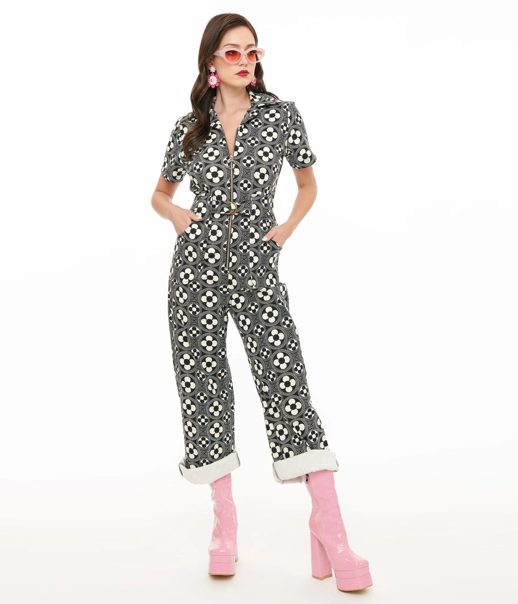 Miracle Eye Black & White Floral Jumpsuit