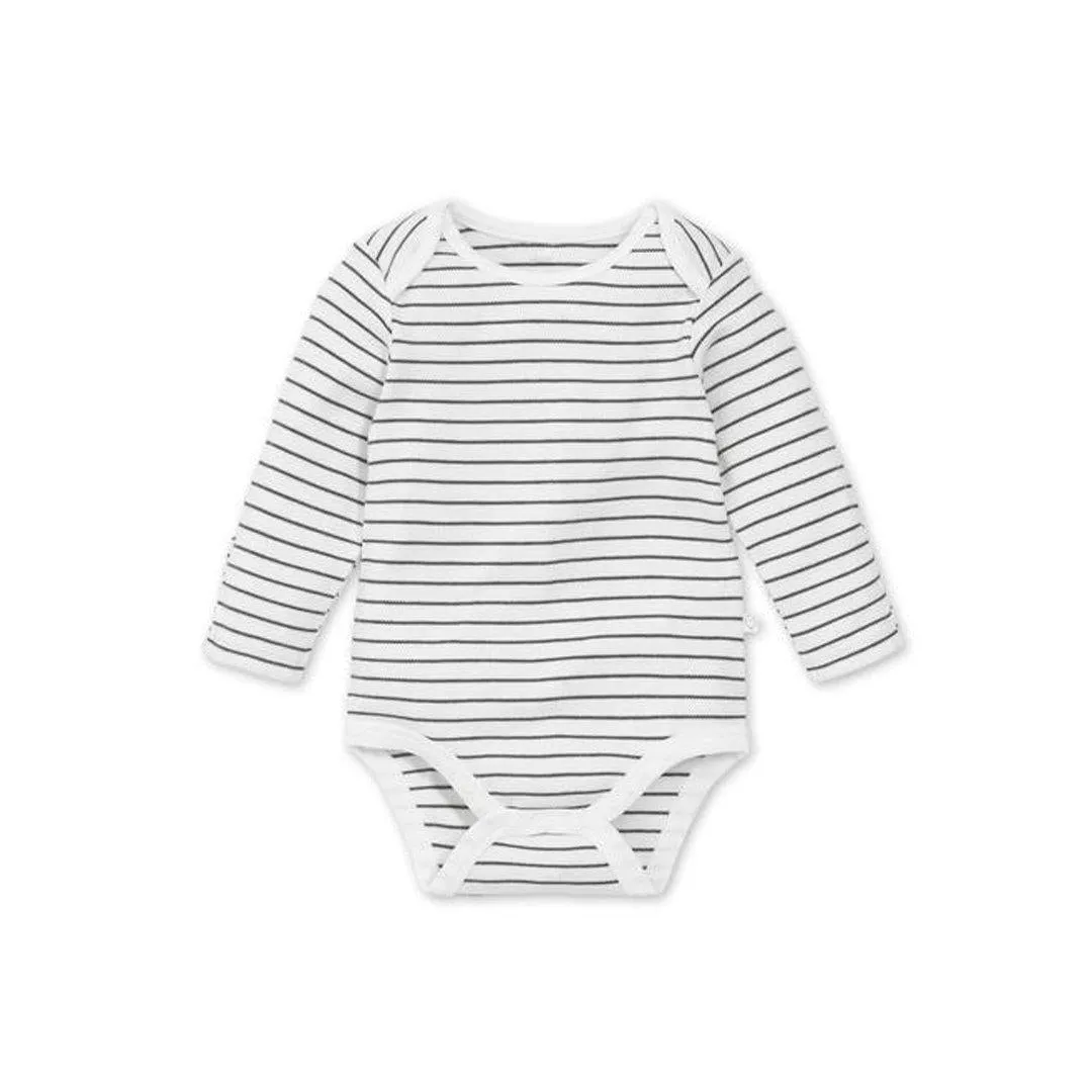 MORI Long Sleeve Bodysuit - Grey Stripe