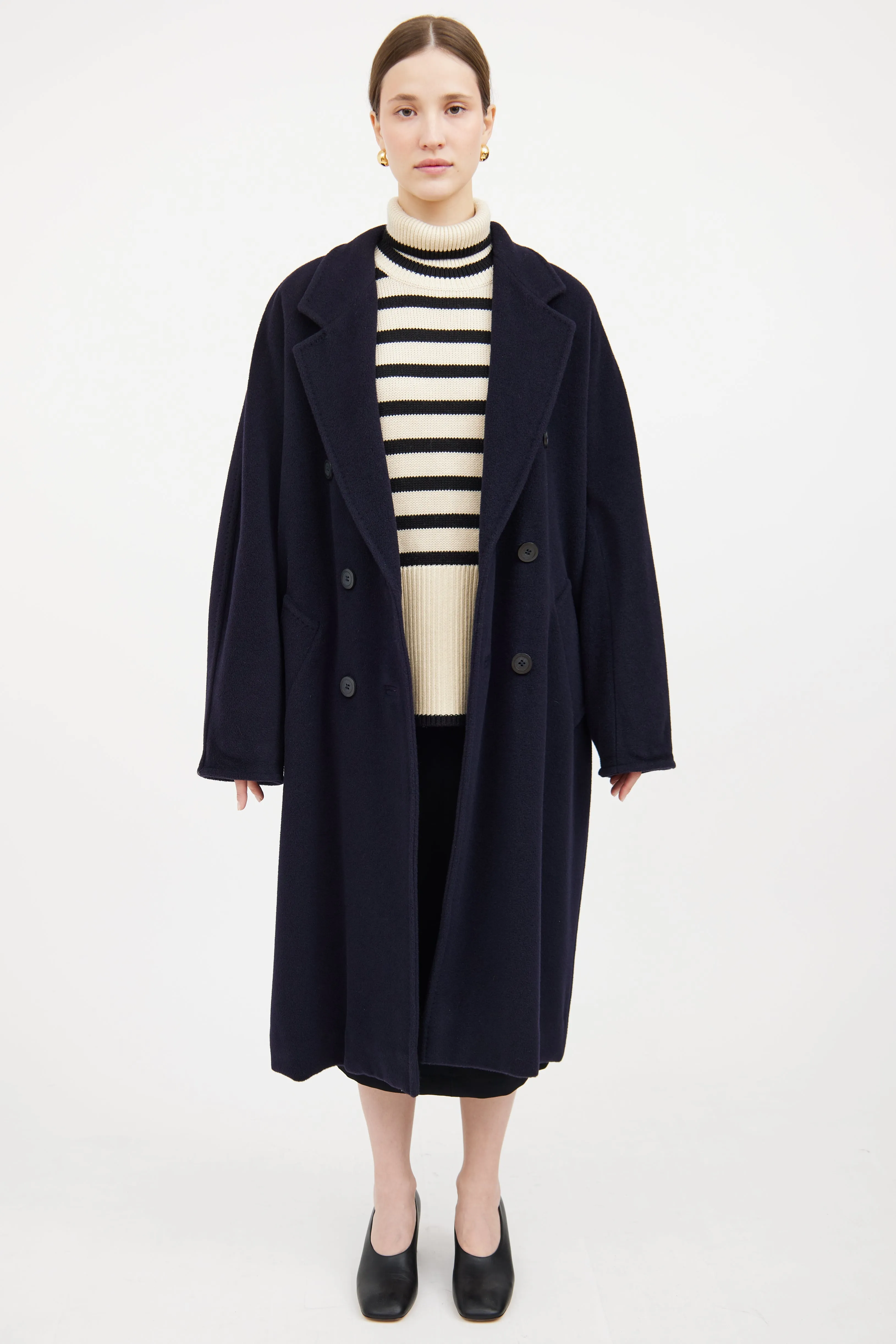 Navy  Double Breasted Coat