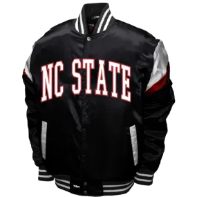 NC State Wolfpack Franchise Club Black Power Satin Bomber Jacket