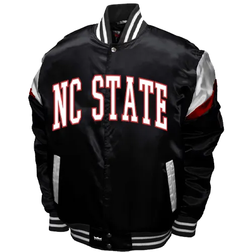 NC State Wolfpack Franchise Club Black Power Satin Bomber Jacket