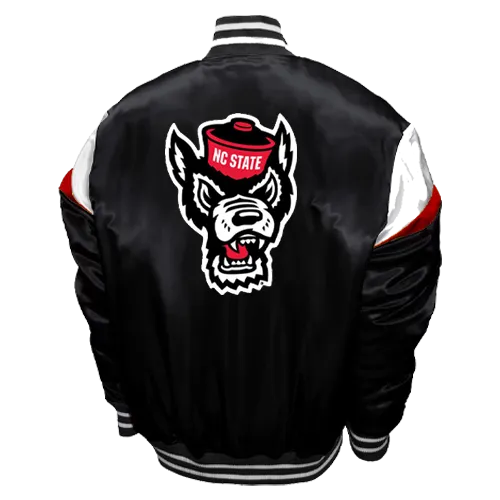 NC State Wolfpack Franchise Club Black Power Satin Bomber Jacket