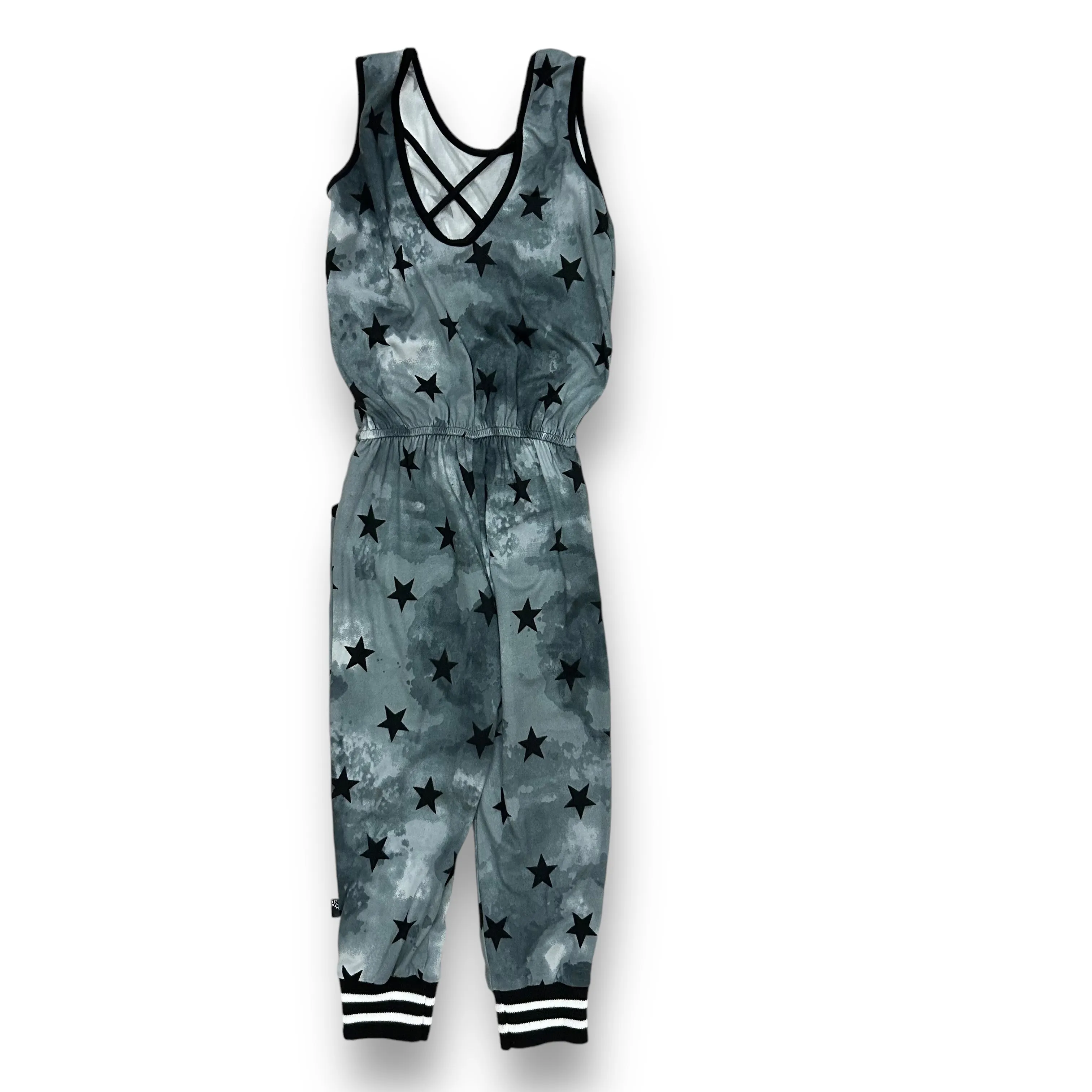 NEW! Girls Pixie Lane Size 5 Gray & White Star Print Sleeveless Soft Jumpsuit