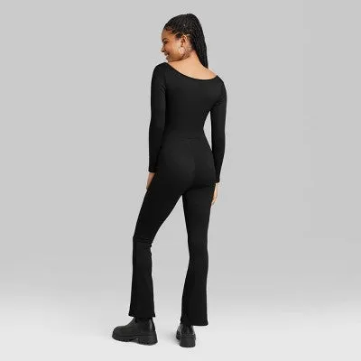 New - Women's Long Sleeve Seamless Fabric Jumpsuit - Wild Fable Black XXS