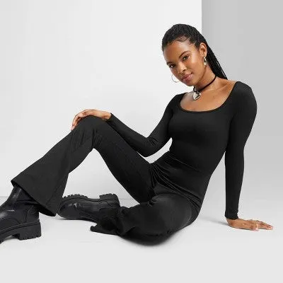 New - Women's Long Sleeve Seamless Fabric Jumpsuit - Wild Fable Black XXS