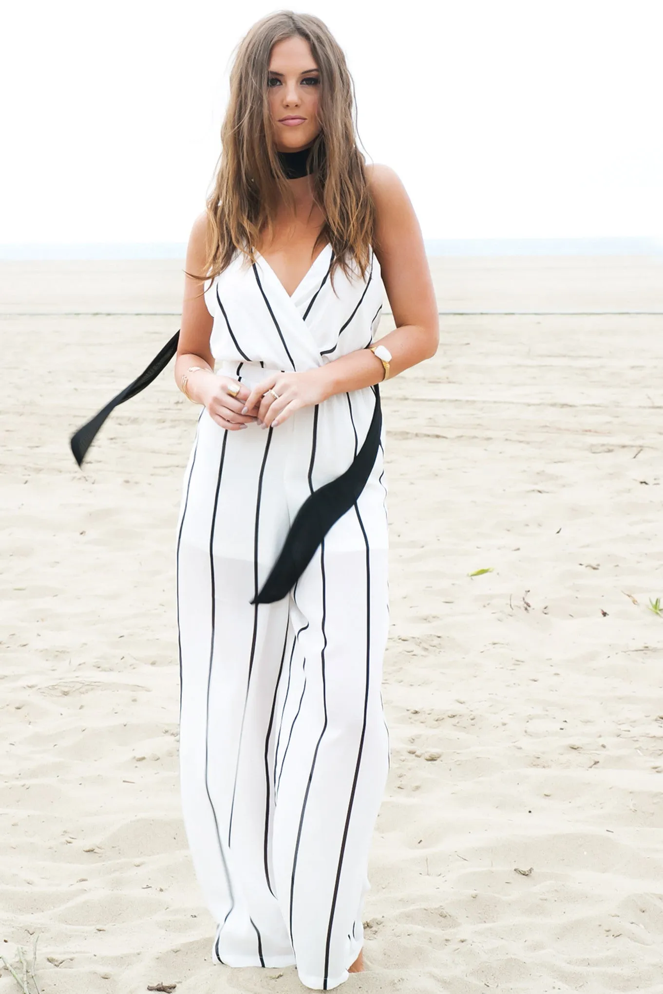 Palazzo Striped Jumpsuit