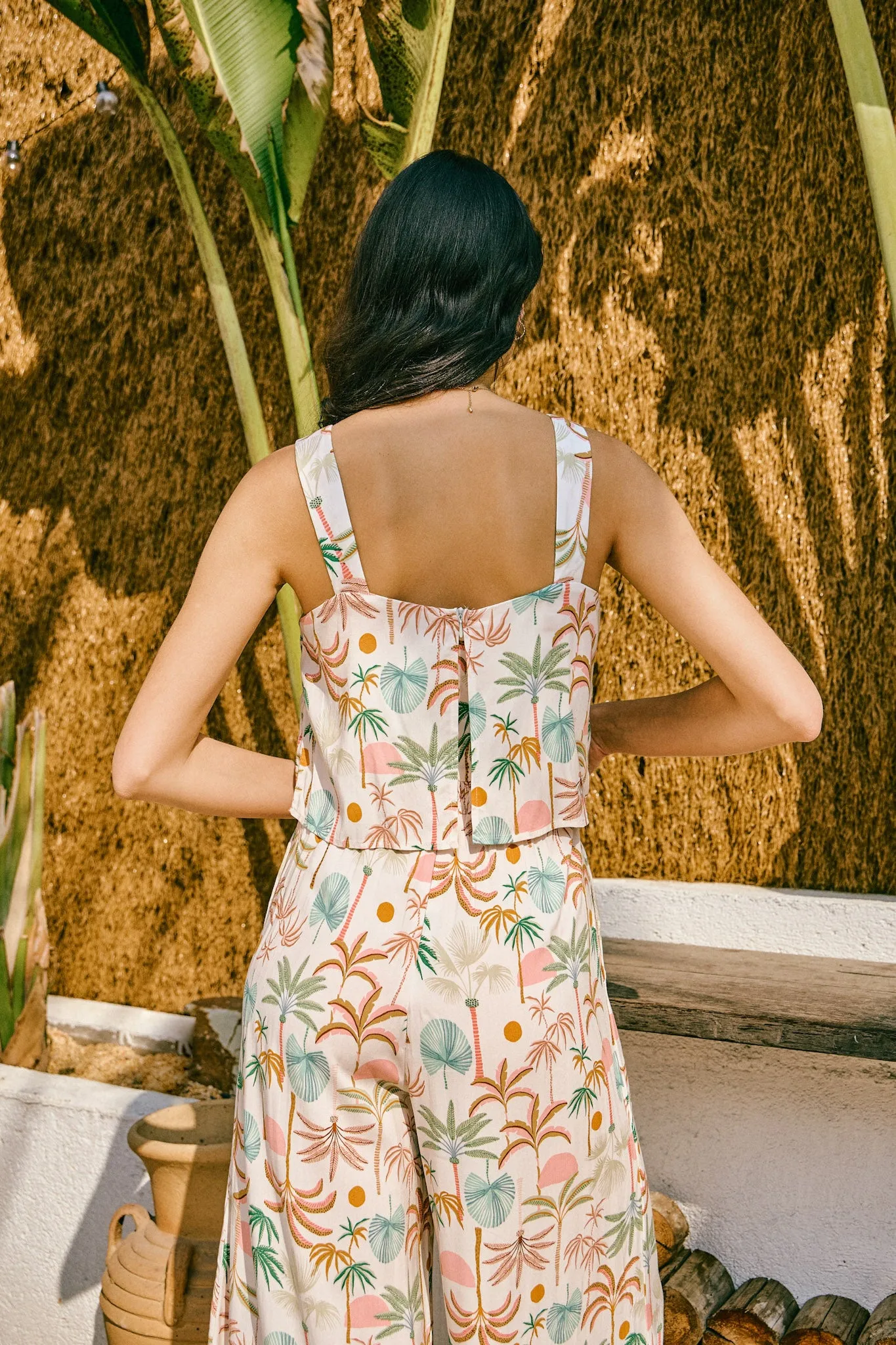 Paloma Brown Green Tropical Jumpsuit