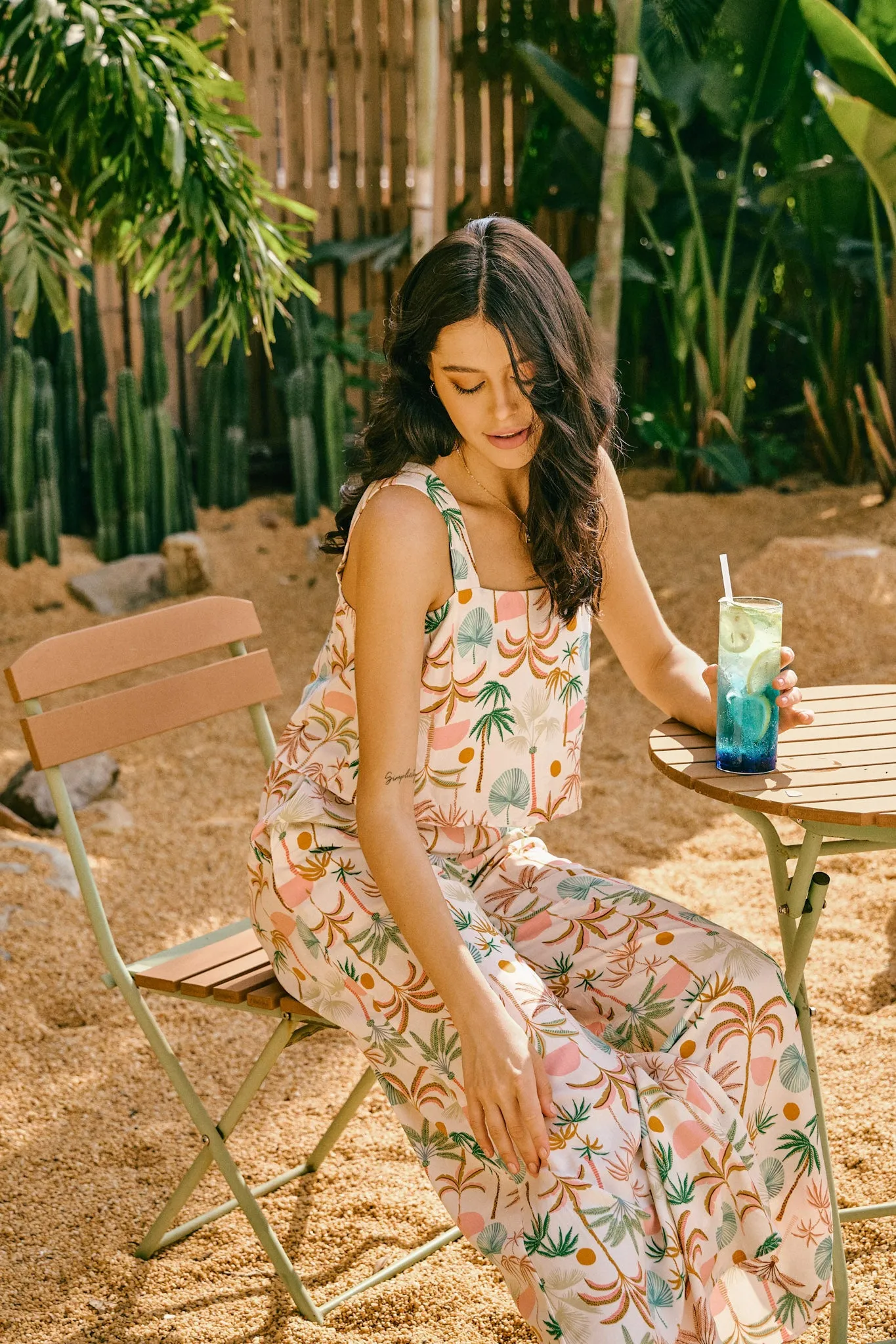 Paloma Brown Green Tropical Jumpsuit