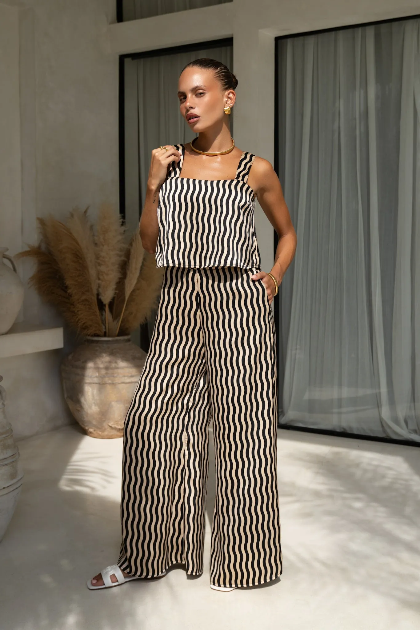 Peyton Black Gold Stripe Jumpsuit