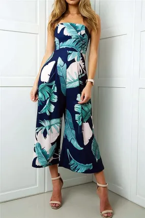 Plant Strapless Wide Leg Jumpsuit