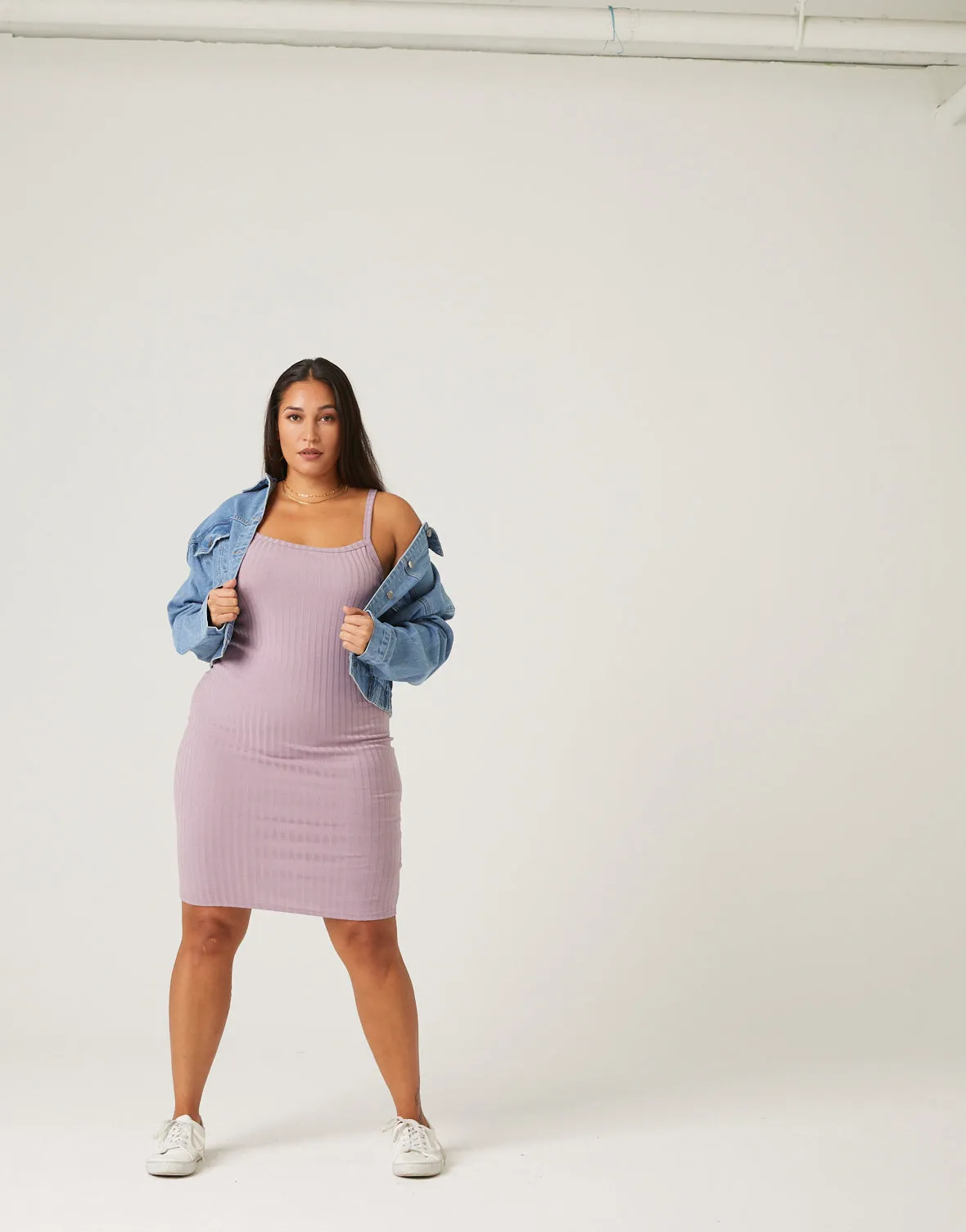 Plus Size Ribbed Mini Dress