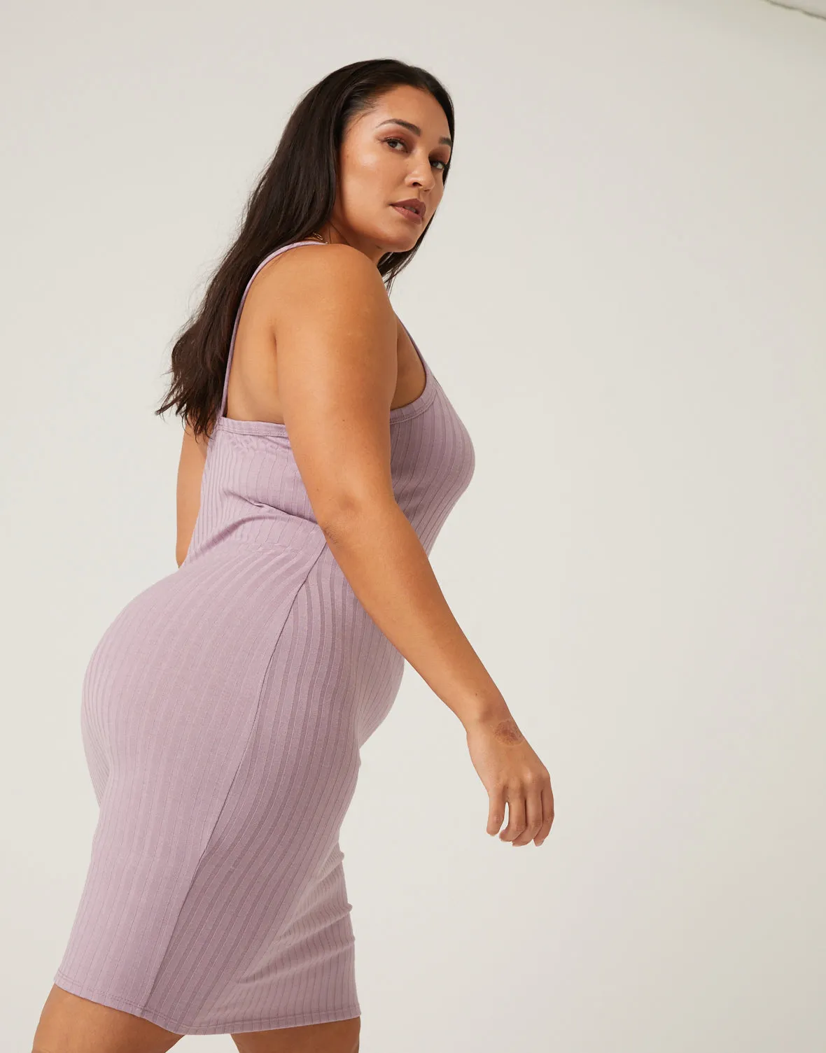 Plus Size Ribbed Mini Dress