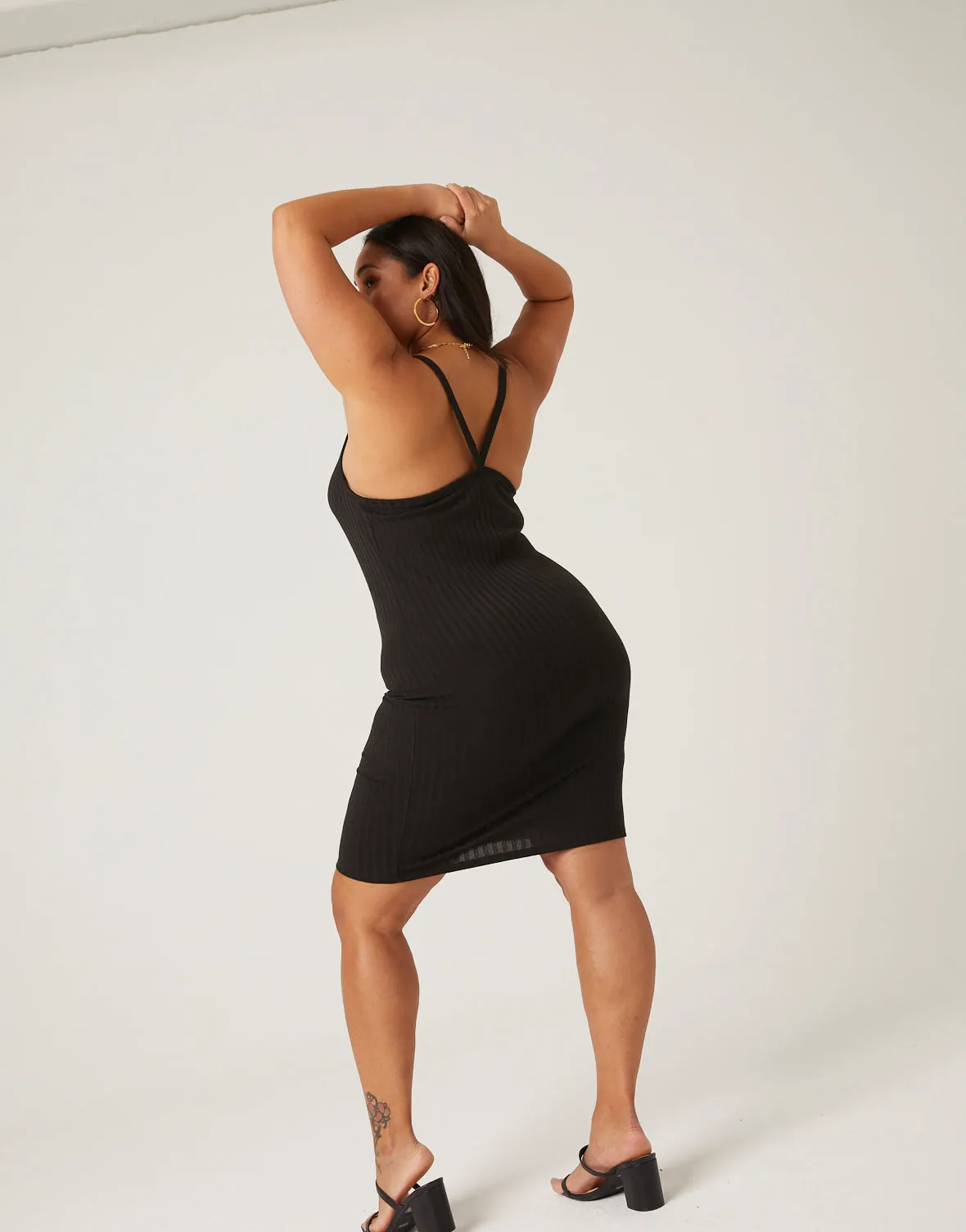 Plus Size Ribbed Mini Dress