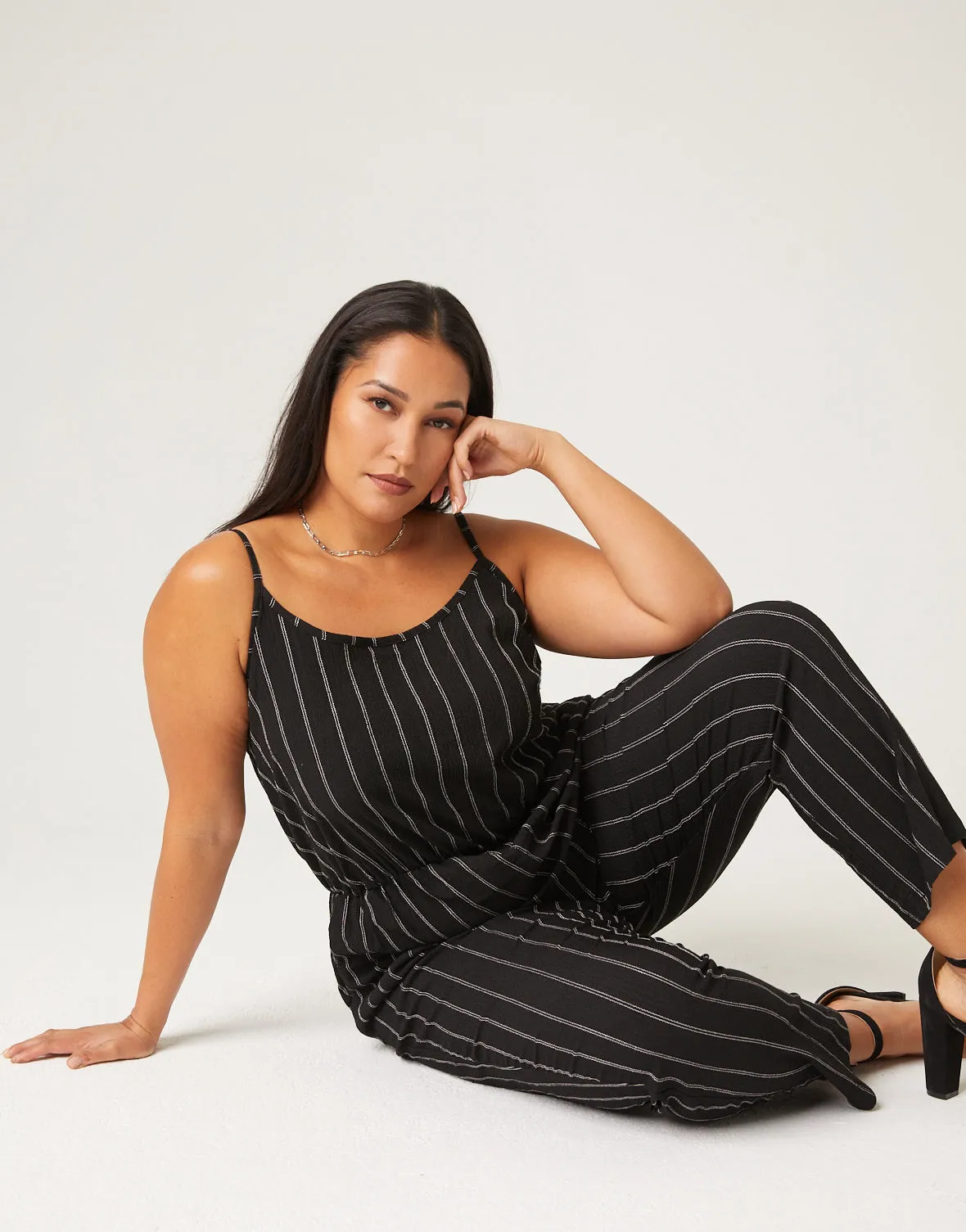 Plus Size Striped Tank Jumpsuit