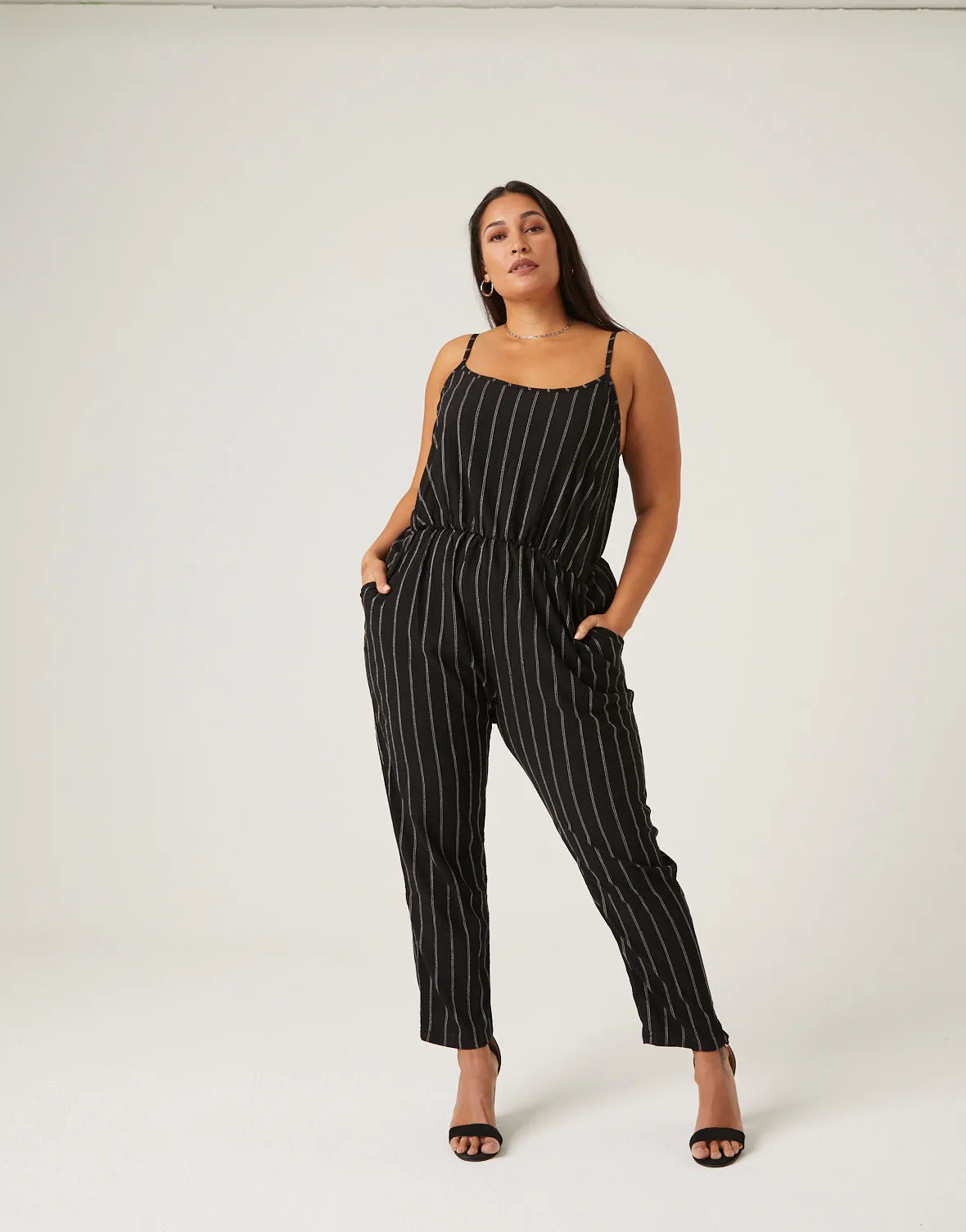 Plus Size Striped Tank Jumpsuit